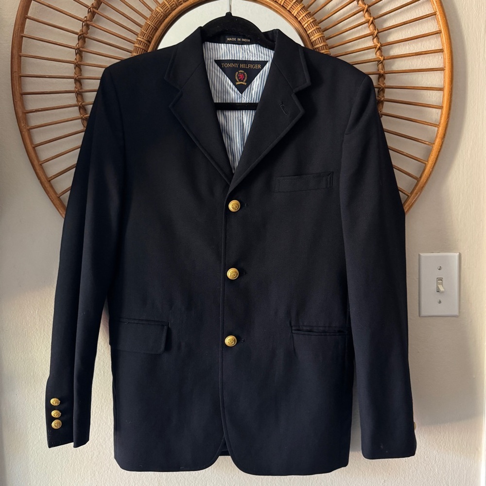 Tommy Hilfiger school boy blazer size medium larger navy blue gold buttons